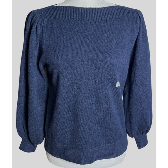 Loft Outlet Sweaters - NWT Loft Outlet Sweater Navy Balloon Sleeve Soft Elegant Chic Neutrals Womens S